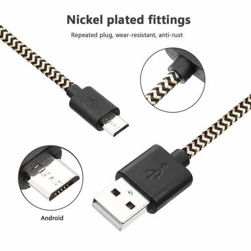 Heavyduty Braided Micro USB Charger Charging Lead Data Sync Cable 1M 2M 3M - Picture 9 of 48