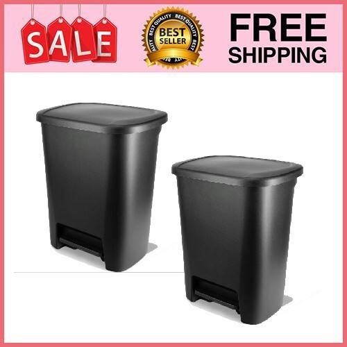 2P Hefty 20.4 Gallon Step-On Trash Can, Plastic Extra Large Kitchen Trash Can,Bl