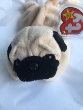 PUGSLY Ty Beanie Babies Collections A Pug Puppy With Tag 1996 4106 PVC Pellets