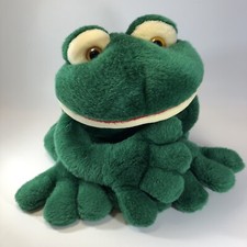 Vintage RUSS BERRIE FLEEGLE Green Frog Plush Stuffed Beanbag Toy 18   24175