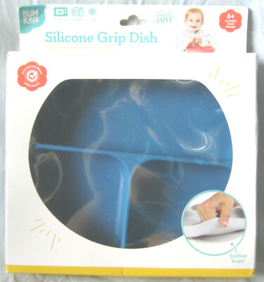 Bumkins Silicone Grip Dish, 8'' Round, Blue