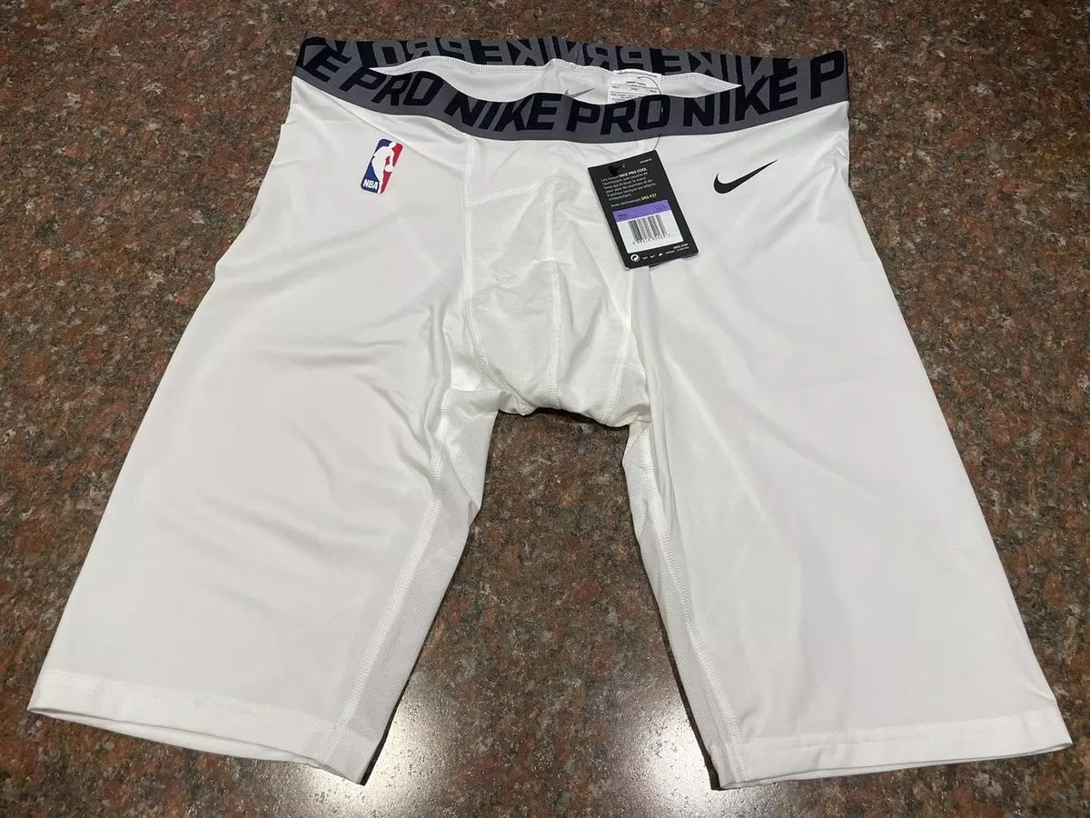 NIKE Men's NBA Issued NBA Basketball Compression Shorts 3XLT All White  *NEW*