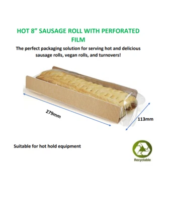 Deli Supplies 8" SAUSAGE ROLL Wrap Holder Kraft Cardboard Paninis, Hot pastries