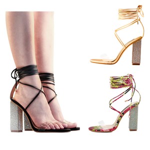 chunky heel clear sandals
