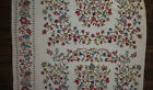 Vintage Crewel Embroidered Wool Cotton Fabric Floral Vine Sold By The Half Yard