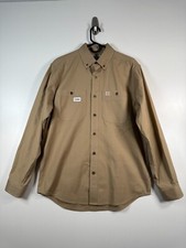 Carhartt Mens Rugged Flex Relaxed Rigby Long Sleeve Work Shirt Beige Sz M 23x32