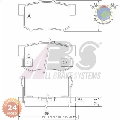 Xck3abs Jeu 4 Plaquettes Frein Arrière Pour Honda Legend Ii Coupé Essence 1991>1 - Photo 2/4