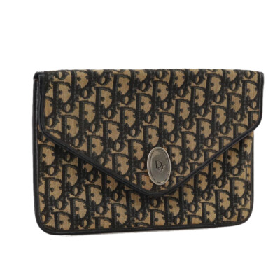 Christian Dior Trotter Canvas Clutch Bag Navy Auth mr792