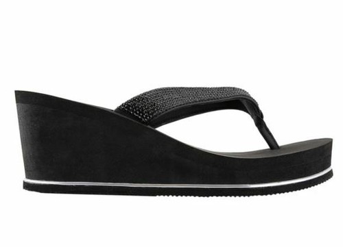 NEW WOMEN'S JUICY COUTURE BLACK SILVER FLIP FLOPS WEDGE J-UVEA  5,6,7,8,9,10,11 | eBay