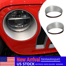 For Jeep Wrangler JL 2018+ 2/4Door Silver Front Headlight Lamp Guard Cover Trim