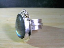 Blue flash Labradorite Sterling Silver Ring. Nature silver Ring.Gemstone ring