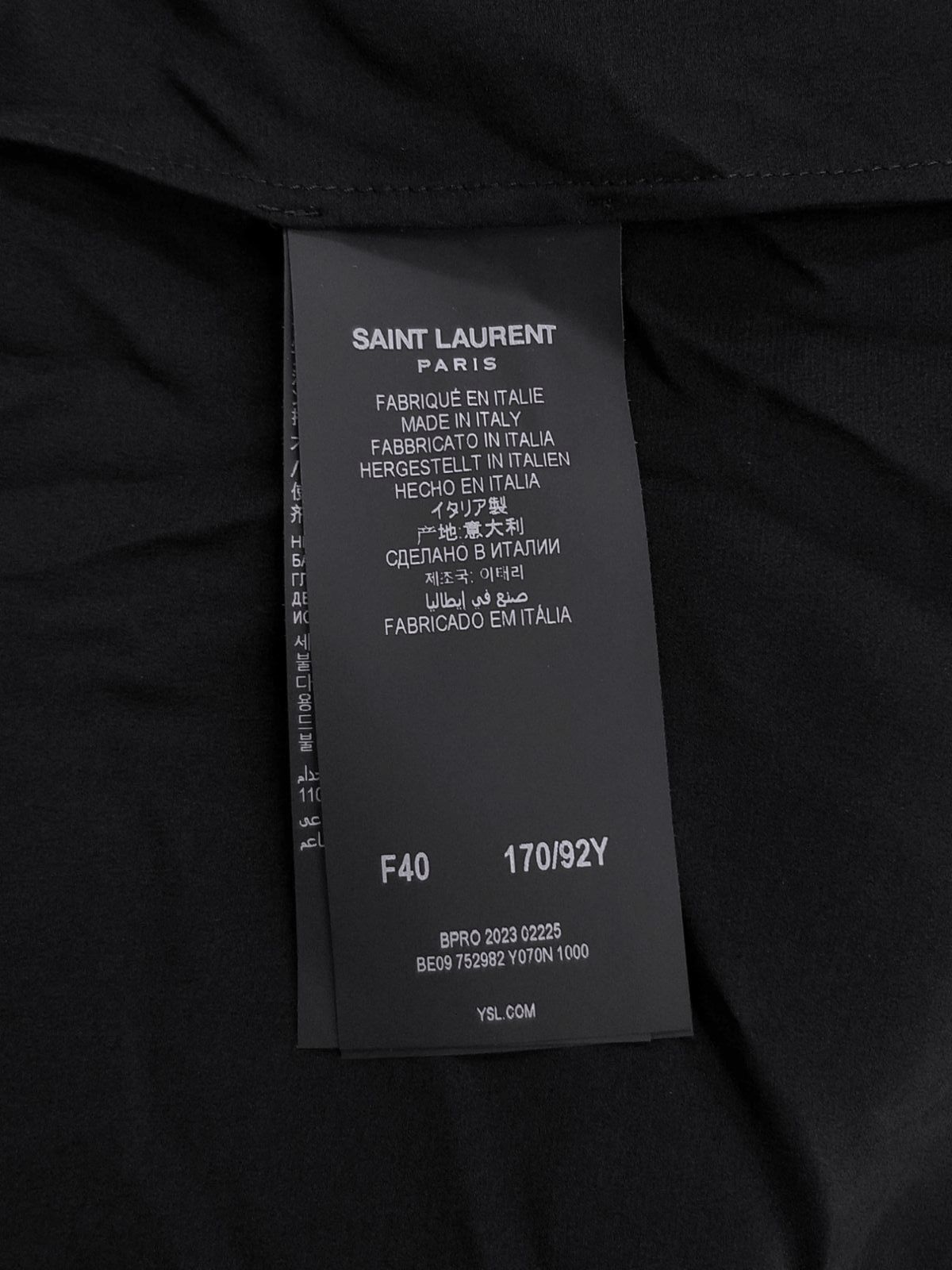 Camicia blusa Saint Laurent donna seta nera manica lunga collo alto taglia 40