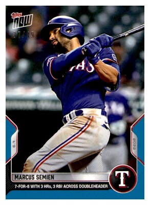 2022 Topps Now Blue Parallel #311 Marcus Semien Rangers 37/49