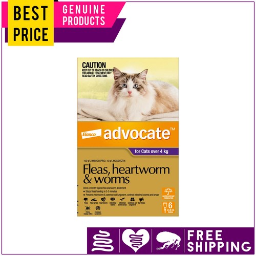 ADVOCATE Over 4 Kg PURPLE 3,6,12 Doses for Cats Flea Heartworm Worm Prevention - Picture 4 of 5