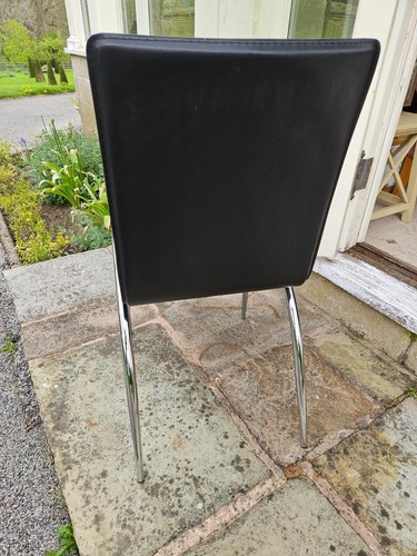 Real leather black & chrome dining chairs 4 - Picture 5 of 8
