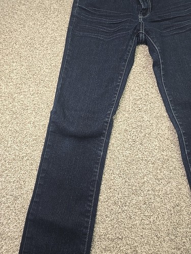 Do Denim Jeans Womans 5 Dark Blue Denim Tapered Whiskered Embroidered Studded - Picture 7 of 17