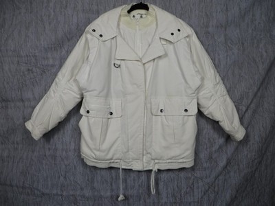 Vintage Venezia Jacket Womens Small White Quilted Parka Lined Insulated Collared