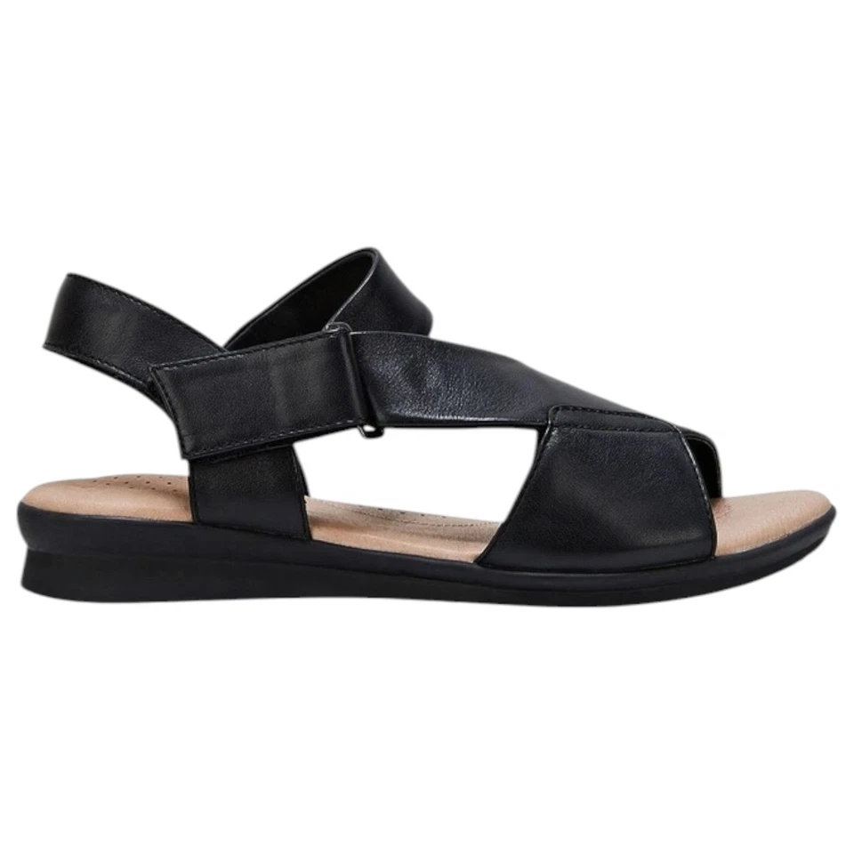 Womens Hush Puppies Nizki Black Sandals Casual Leather Shoes