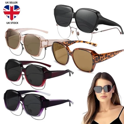 Polarised Fit Over Glasses Sunglasses for Women Men Trendy Square Wrap Around UK - Image 1 of 4