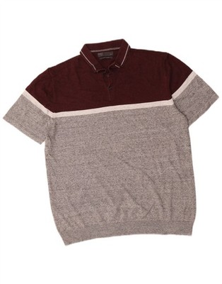 Marks & Spencer Mens Polo Neck Jumper Sweater Large Grey Colourblock AP18