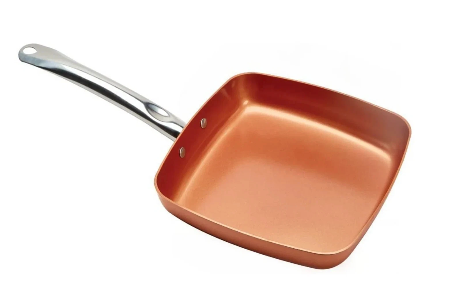 Copper Chef 9.5" Square Frying Non Stick Pan with Lid, Gold, NEW No Box