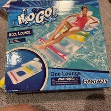 Full Size Inflatable 65" Pool Kool Lounge Float w/Back Arm Rest H2O GO