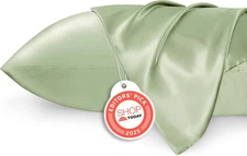 Bedsure King Size Satin Pillowcase Set of 2 - Laurel Green Silky Pillow Cases fo