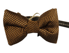 NWT TOM FORD Brown  Black Herringbone Pre-Tied Silk Bow Tie ITALY 4.5 "x 2.75"