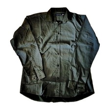 Tarocash Men's L Long Sleeve Shirt Black Grey Striped Collared Button Up Gift