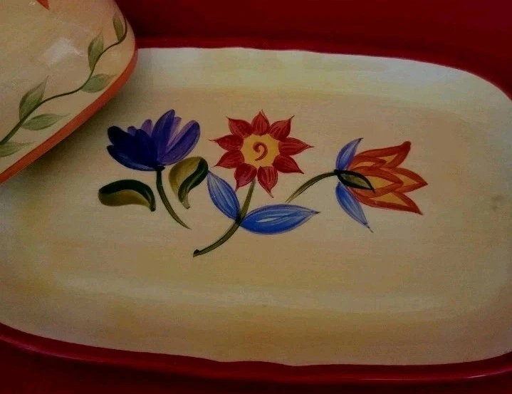 Plato de mantequilla cubierto con flores Pfalzgraff Napoli 2010, base 8,25 x 5" tapa 6" x 3" Foto 3 de 4