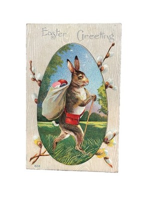Embossed Easter Greeting Anthropomorphic Postcard Vintage