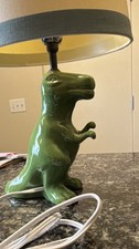 Green Ceramic Dinosaur Table Lamp for Kids or Teens, Smooth Finish, Bedroom