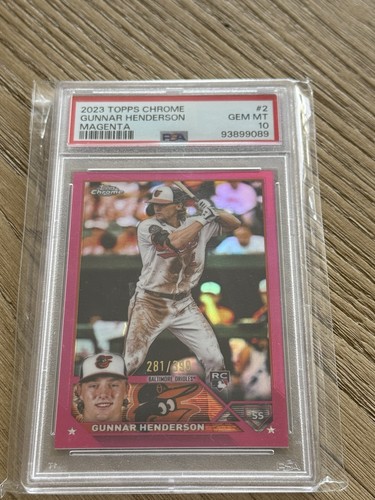 2023 TOPPS CHROME MAGENTA REFRACTOR #2 GUNNAR HENDERSON RC #/399 PSA 10