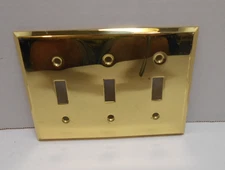BRASS Metal Gold Triple Toggle Light Switch Metal Wall Plate 3-Gang Toggle 