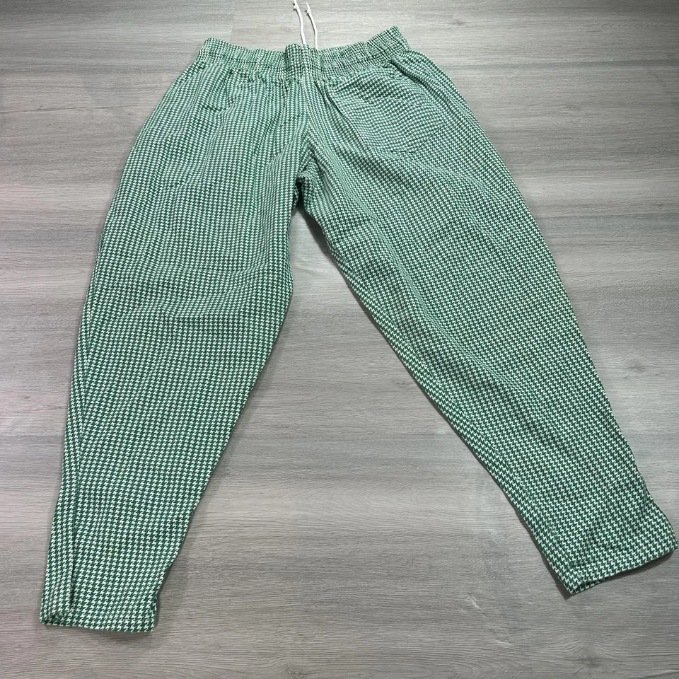 Chefwear Pants Mens Small Green White Houndstooth Chef Drawstring Made in USA - Image 2 of 4
