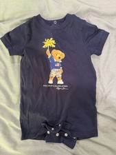 Ralph Lauren Baby Boys Sparkle Bear Romper in Navy Size 6 Months