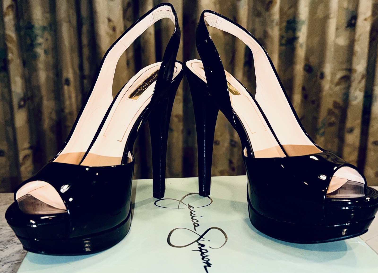 7 - Jessica Simpson "Sabella" slingback platform heels WITH box