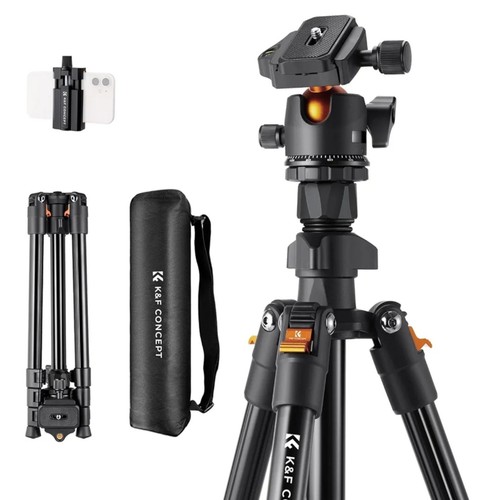 K&F Concept 64 inch/163cm Camera Tripod,Lightweight Travel Outdoor DSLR Tripods