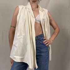 Vintage Kenzo Paris Sleeveless Draped Blouse   Ivory cotton swing top