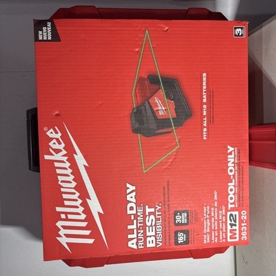 Milwaukee M12 3631-20 Green 360° Cross-Line Laser Level Self-Leveling Tool-Only