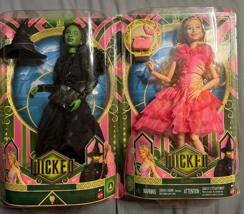 MATTEL WICKED THE MOVIE GLINDA & ELPHABA DOLL OZDUST COLLECTOR ITEM