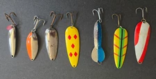 Lot of 7 various brands of Spoon Fishing Lures (B)