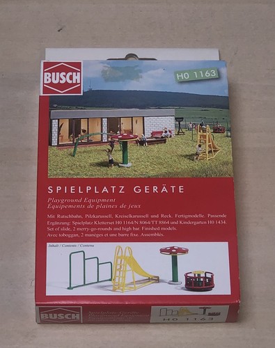 Kit de equipo de patio de recreo Busch 1163 calibre HO/OO Inc Slide Merry Go Round Climb | Zustand: New