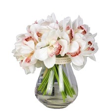 12 PCS High Quaulity Latex Real Touch Cymbidium Orchid Artificial Flower Bouq...