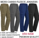 Mens Open Hem Cargo Joggers Fleece Bottom Elasticated Gym Sweatpants ZIP Pockets