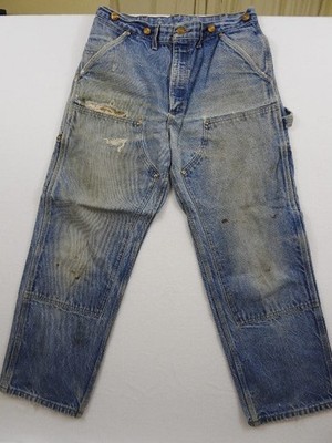 Thrashed Vintage Carhartt B07 DNM Faded Jeans Denim Double Knee Pant 34x30(34x28