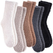 Womens Fuzzy Slipper Socks Super Soft Microfiber Fluffy Cozy Winter Warm Fuzz...