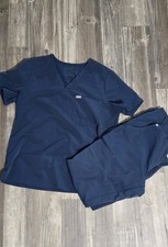 FIGS Technical Collection size L Navy Blue Scrubs Set Top and Jogger Pants