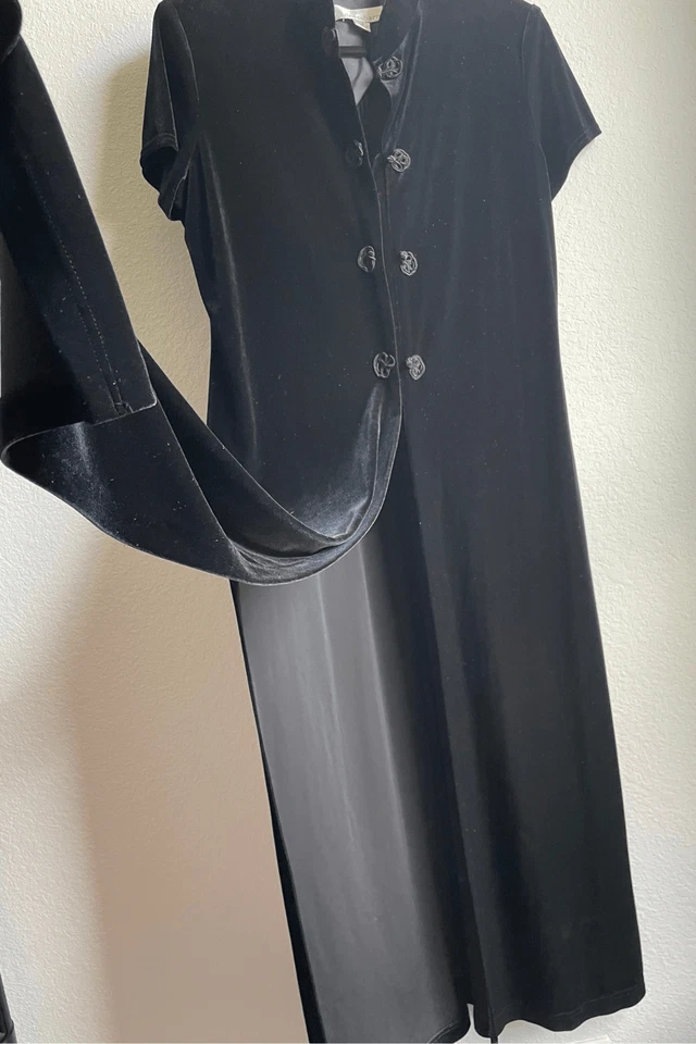 Plumero Gótico Terciopelo Brujo Mujer 16 Negro Vamp Longline Gótico Boho Festival Foto 2 de 4