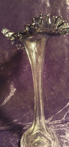 vase en verre soufflé main tige transparente noir haut à volants jack in the pulpit - Photo 11/16